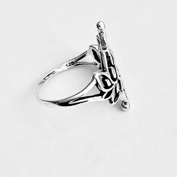 Sterling Silver Thin Vintage Style Lotus Flower Ring, Silver Rings, Yoga Jewelry - Picture 11 of 12